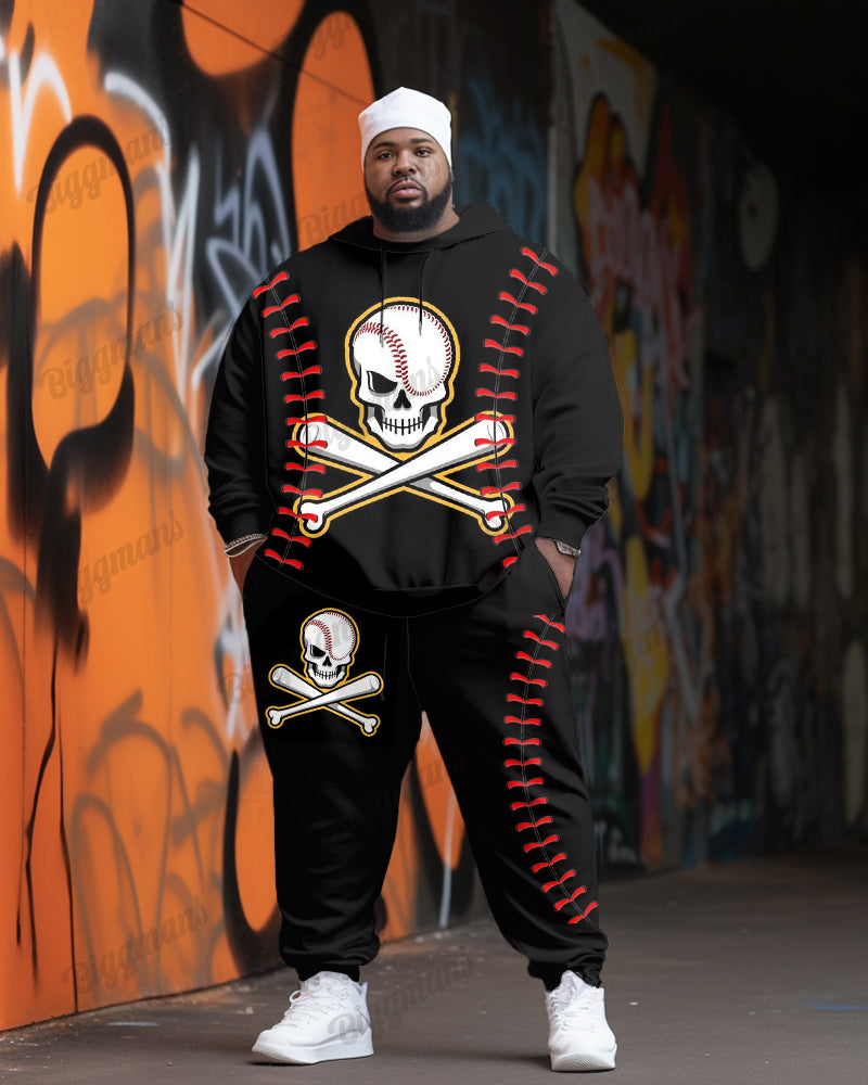 Big & Tall Skull Hoodie Sweatpants Set for big men view 1