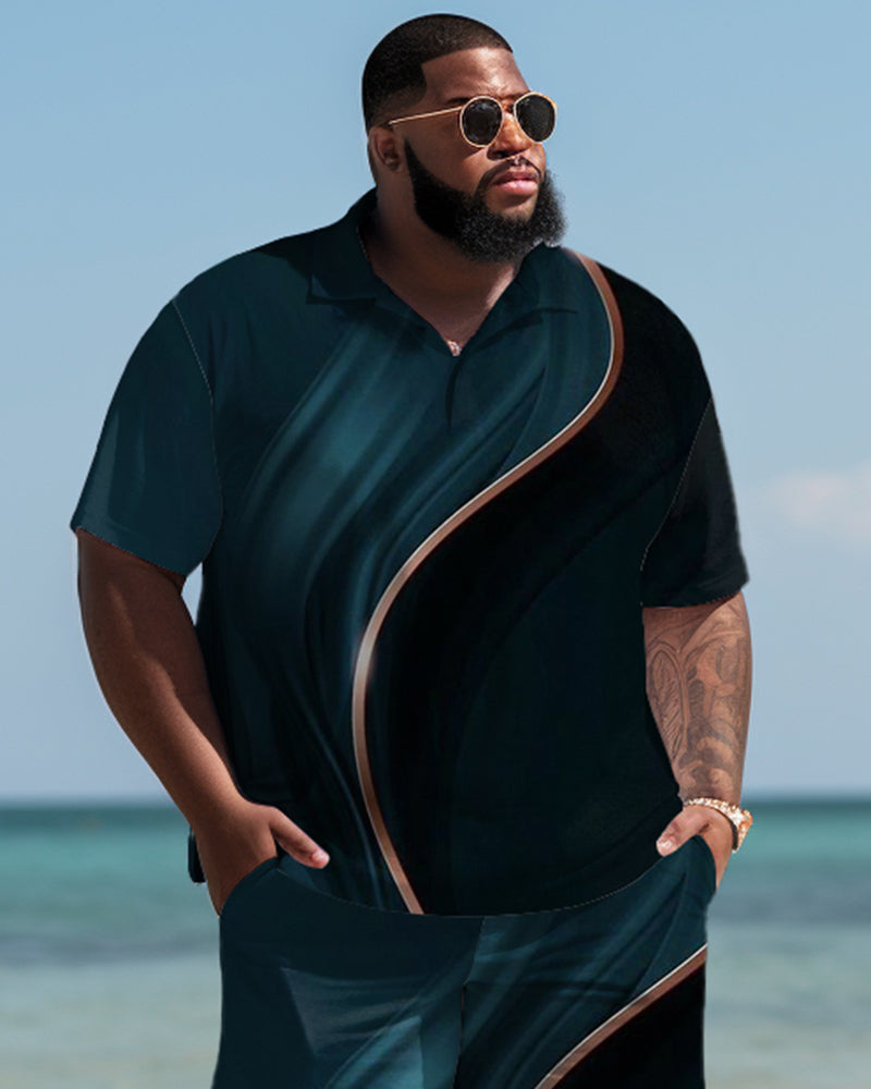 Big & Tall Hawaiian T-Shirt Shorts Set for big men view 2