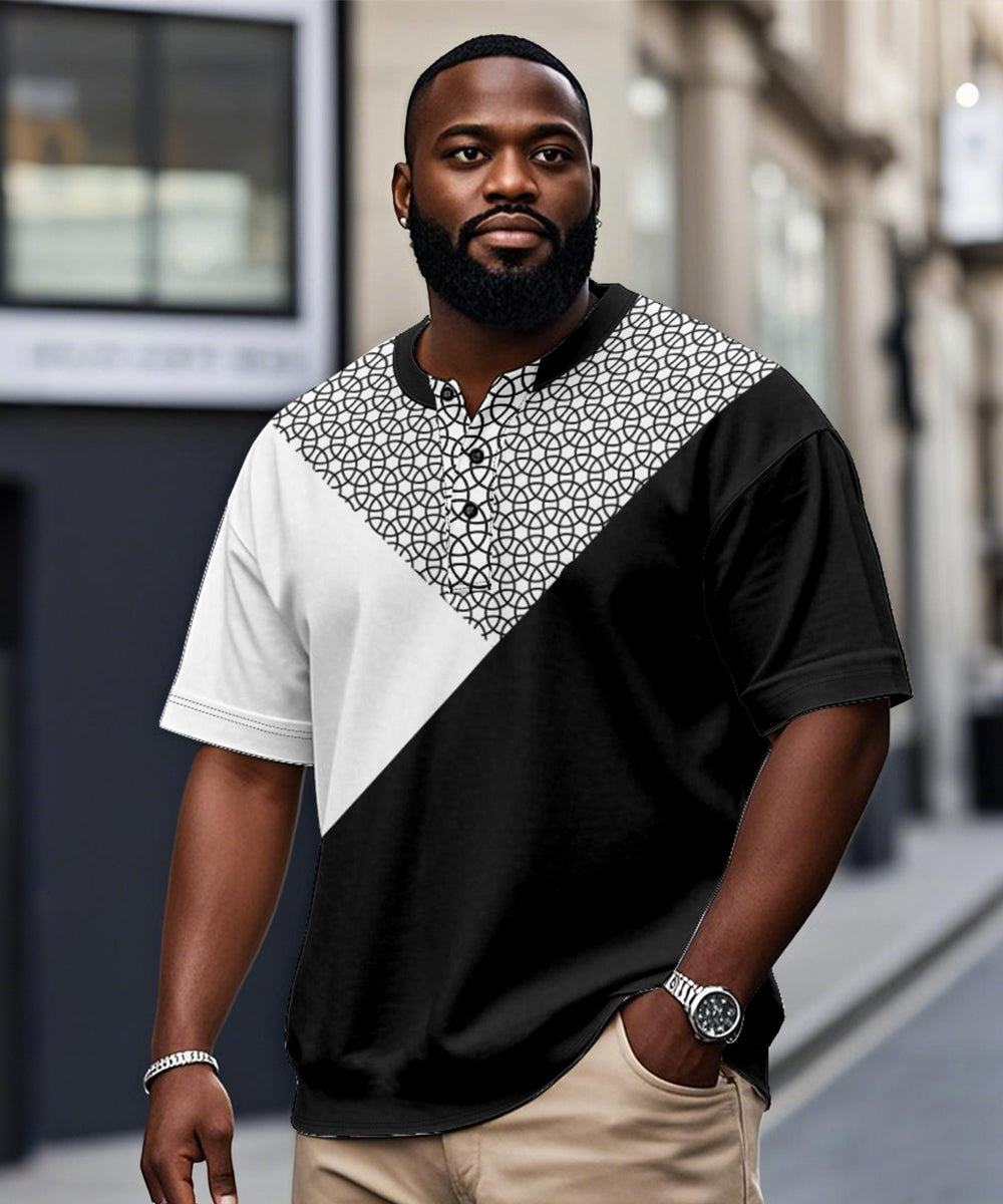 Big & Tall Black White Colorblock T-Shirt for big men view 1