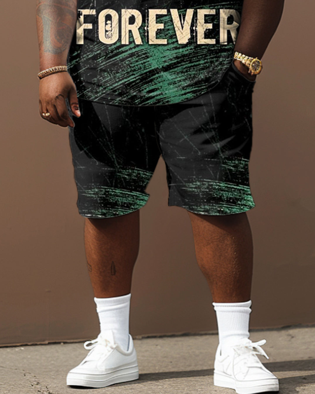 Big & Tall Graphic Streetwear Two-piece Set for big men view 4