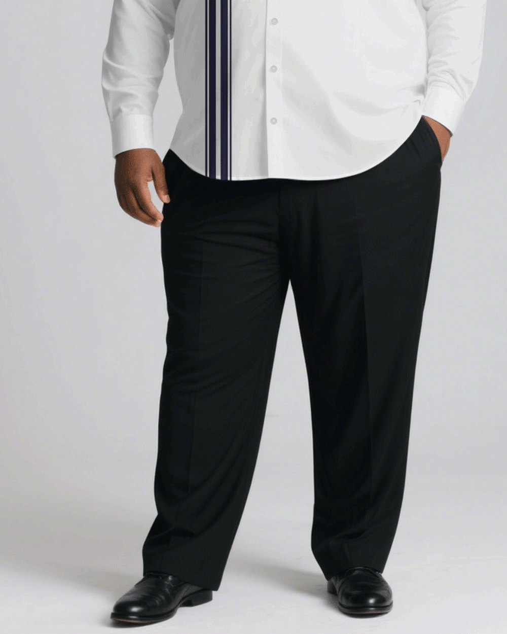 Big & Tall White Colorblock Striped T-Shirt Pants Set for big men view 3