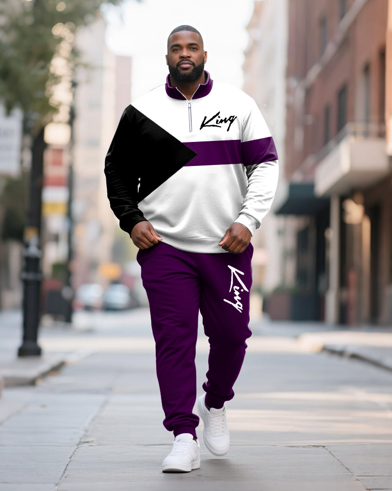 Big & Tall Colorblock Graphic Two-piece Set for big men view 1