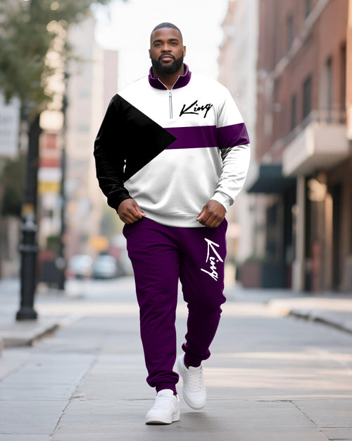 Big & Tall Colorblock Graphic Two-piece Set for big men view 1