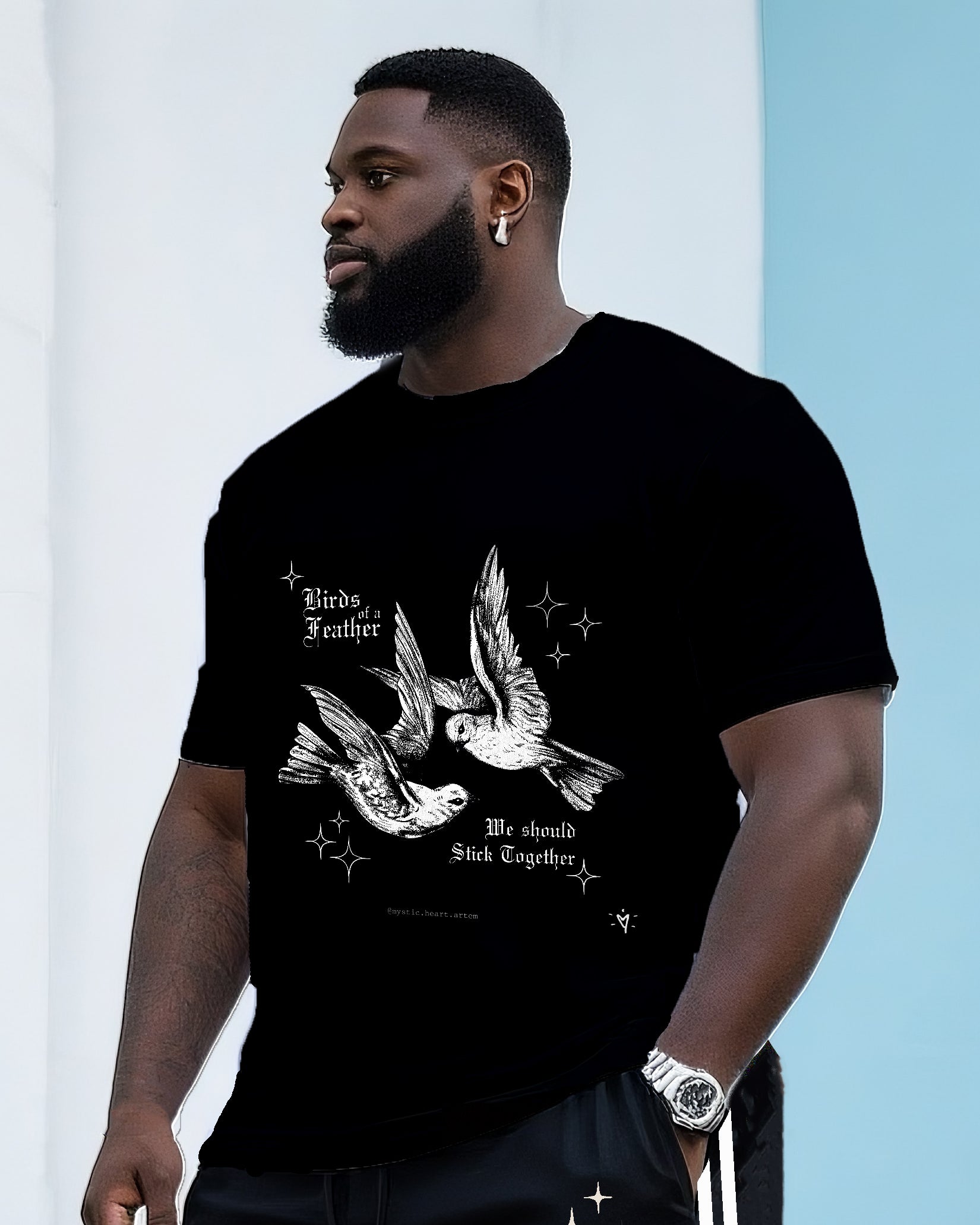 Big & Tall Streetwear T-Shirt Shorts Set for big men view 3