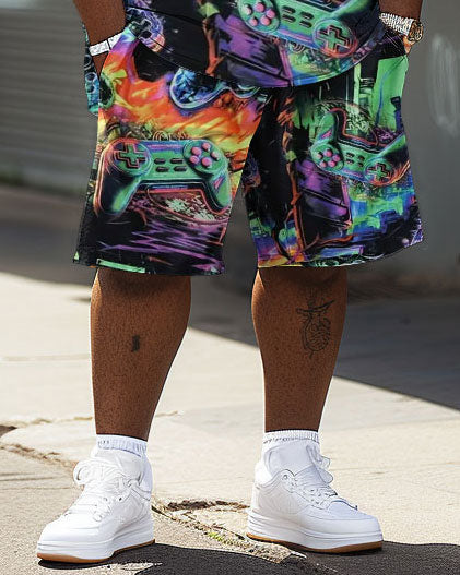 Big & Tall Streetwear T-Shirt Shorts Set for big men view 4