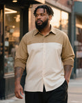 Big & Tall White Khaki Long Sleeve Shirt for big men