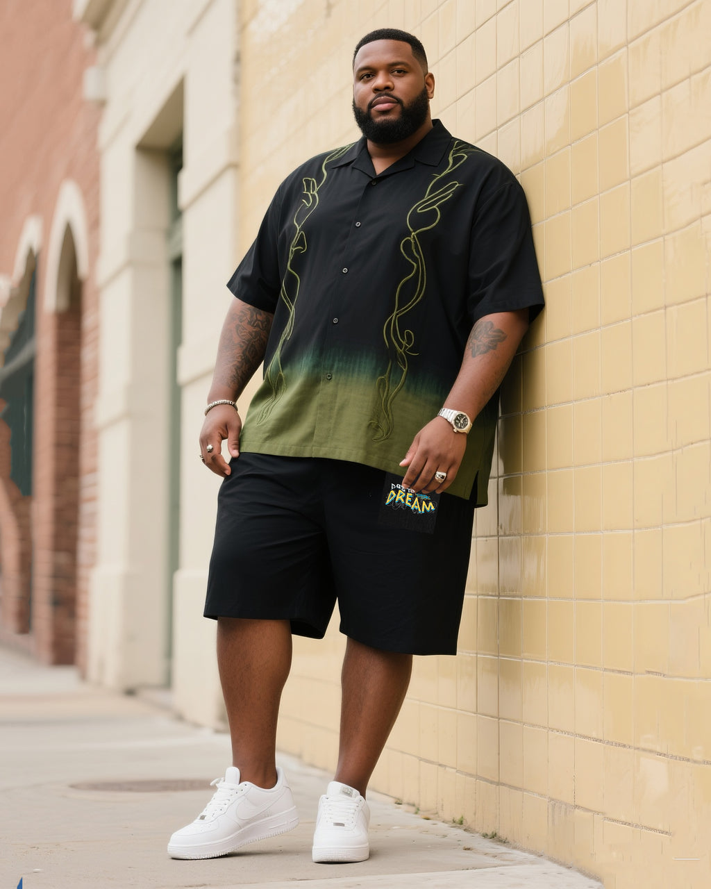 Big & Tall Gradient T-Shirt Shorts Set for big men view 1