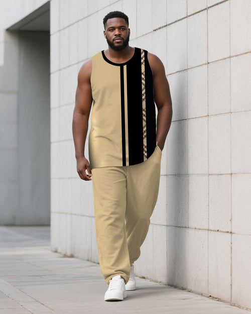 Big & Tall Striped Vest Pants Set for big men view 1