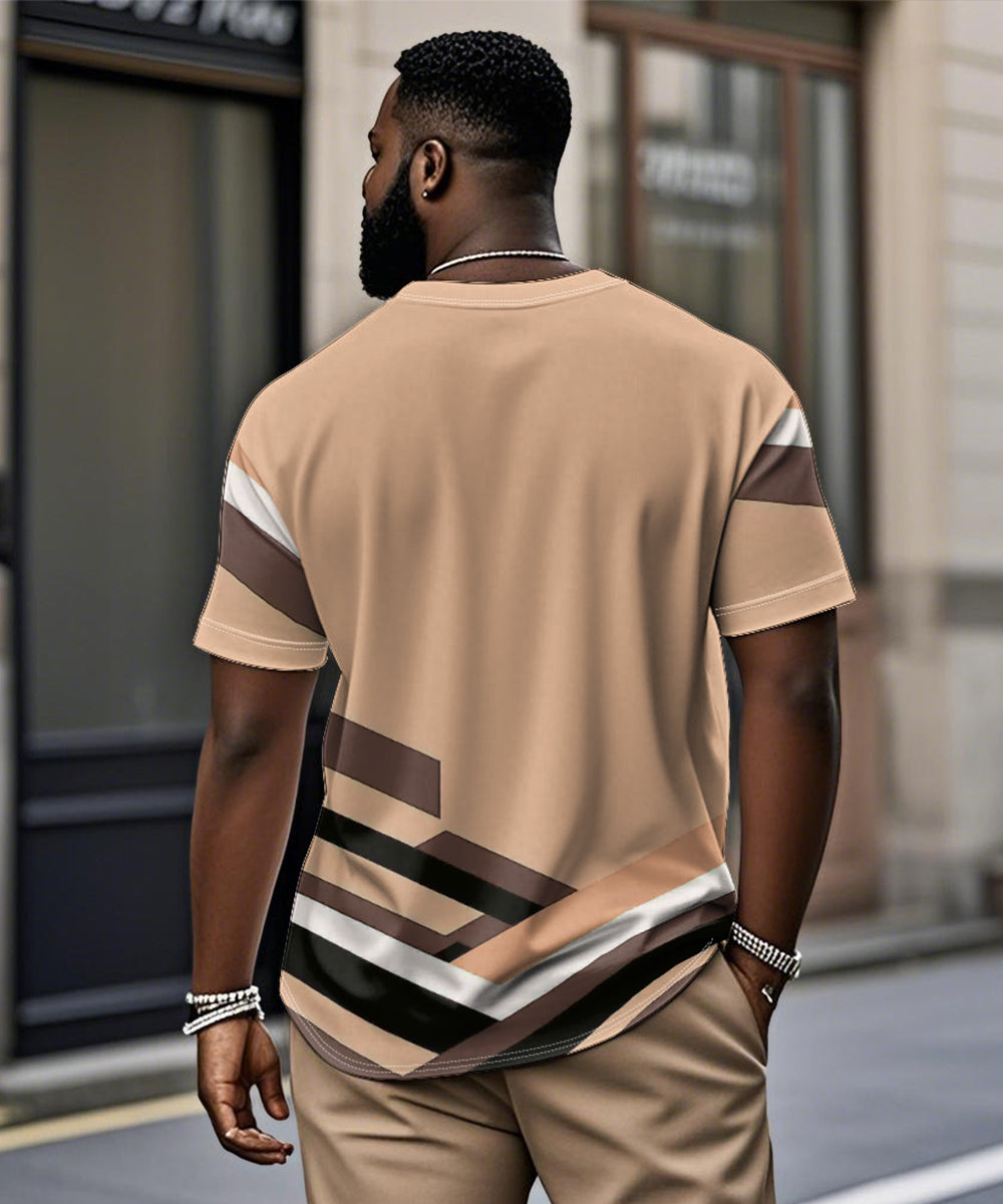 Big & Tall Orange Geometric Graphic T-Shirt for big men view 2
