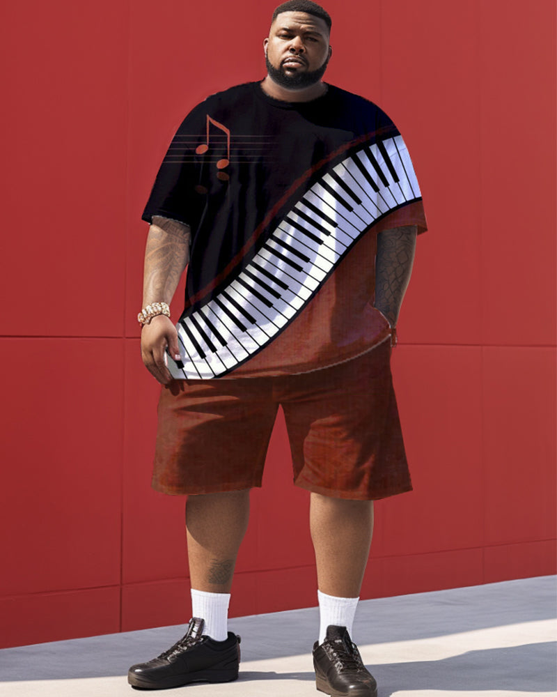 Big & Tall Colorblock Graphic Two-piece Set for big men view 1