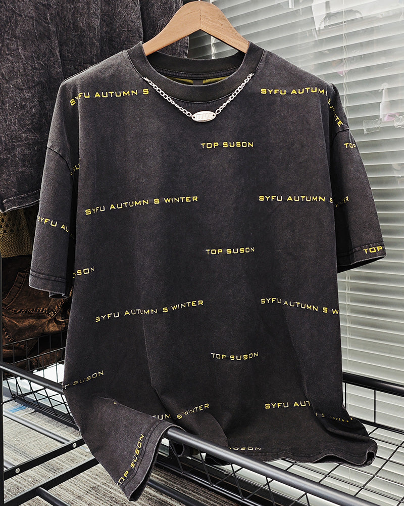 Big & Tall Black Yellow Graphic T-Shirt for big men view 1