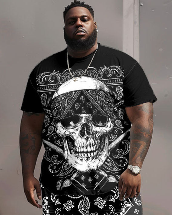 Big & Tall Graphic Streetwear T-Shirt Shorts Set for big men view 2