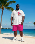 Big & Tall Hawaiian Gradient T-Shirt Shorts Set for big men view 2