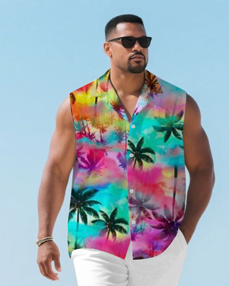 Big & Tall Hawaiian Graphic T-Shirt Shorts Set for big men view 2