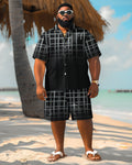 Big & Tall Hawaiian Gradient T-Shirt Shorts Set for big men view 1