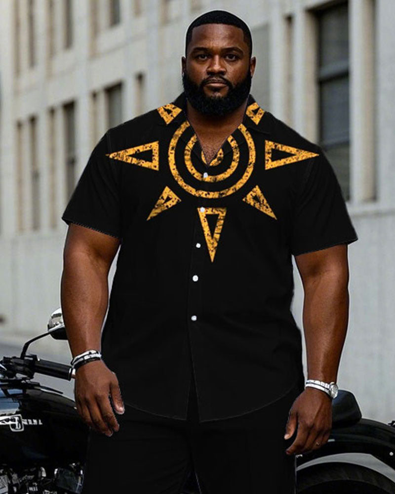 Big & Tall Black Business Casual T-Shirt Pants Set for big men view 2