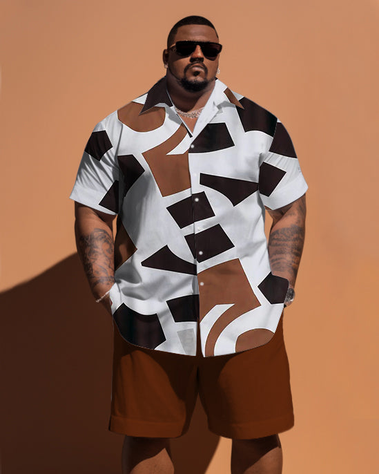 Big & Tall Geometric T-Shirt Shorts Set for big men view 1