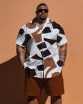 Big & Tall Geometric T-Shirt Shorts Set for big men view 1