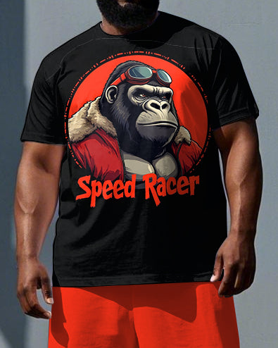 Big & Tall Streetwear T-Shirt Shorts Set for big men view 2