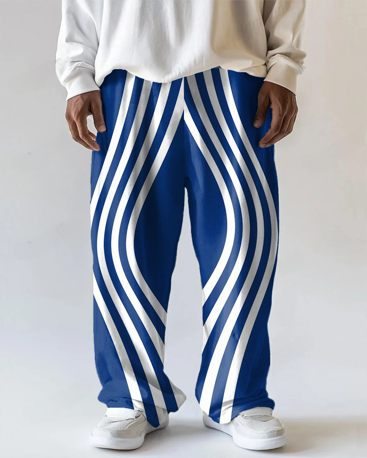 Big & Tall White Striped Pants for big men