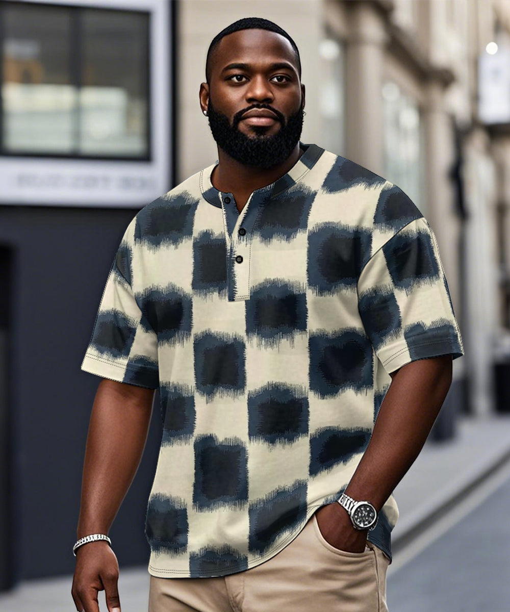 Big & Tall Blue Gradient Plaid T-Shirt for big men view 1