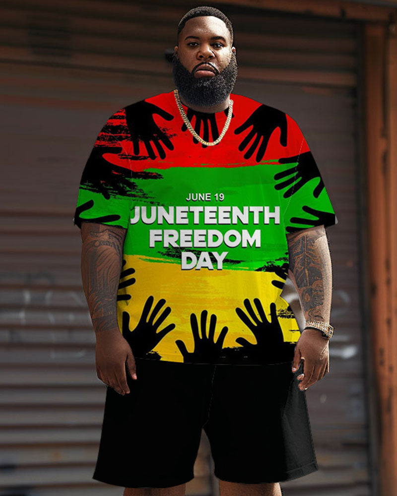 Big & Tall Juneteenth T-Shirt Shorts Set for big men view 1