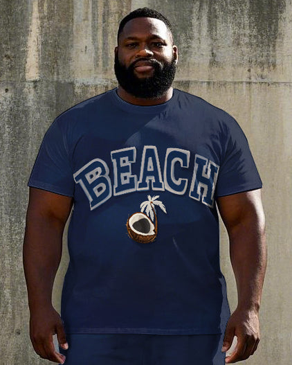 Big & Tall Hawaiian Graphic T-Shirt Shorts Set for big men view 2