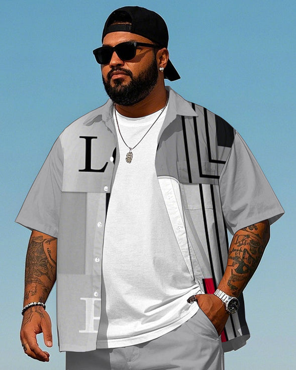 Big & Tall Graphic Streetwear T-Shirt Shorts Set for big men view 2