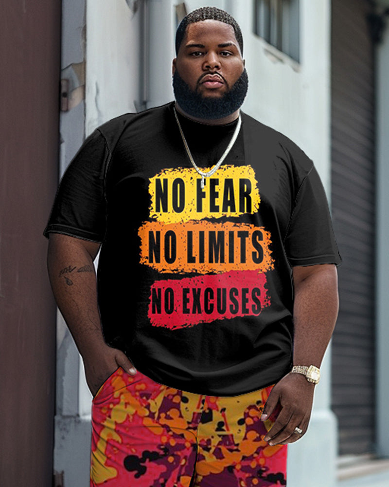 Big & Tall Graphic Graffiti Streetwear Two-piece Set for big men view 2