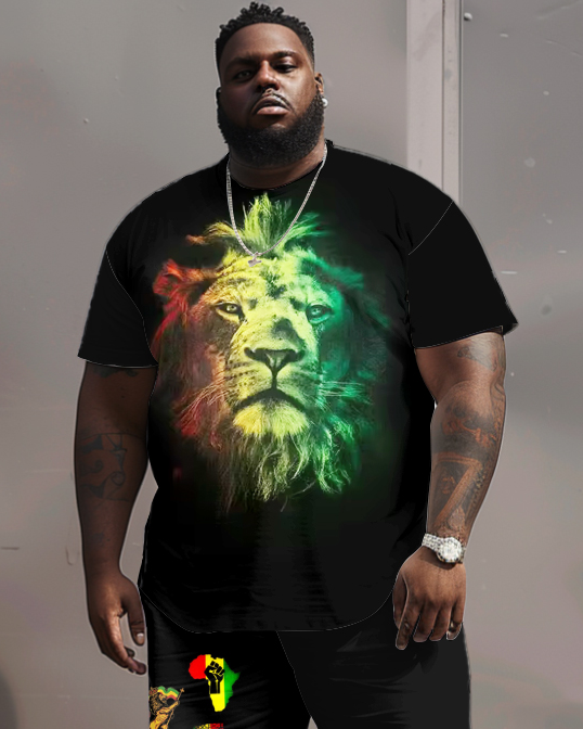 Big & Tall Reggae T-Shirt Shorts Set for big men view 2