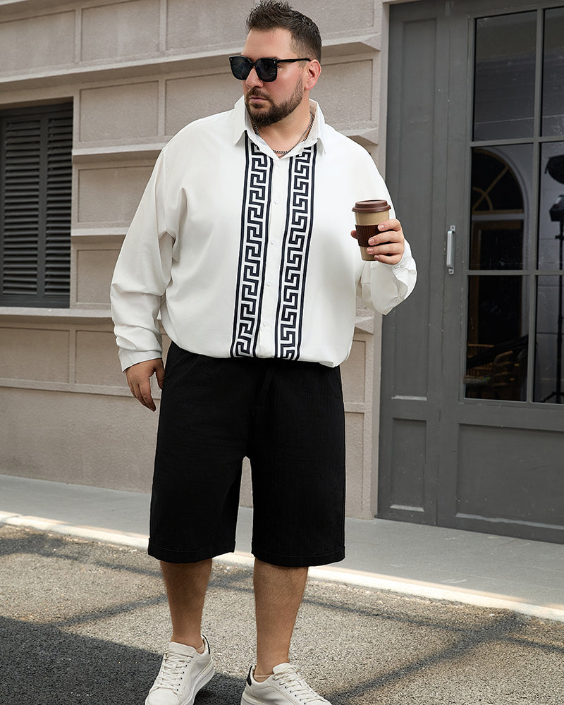 Big & Tall Geometric Striped Two-piece Set for big men view 3