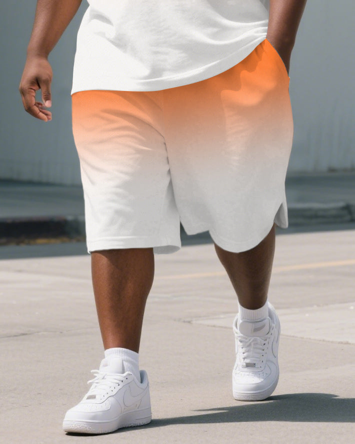 Big & Tall Orange Gradient Polo Shorts Set for big men view 3