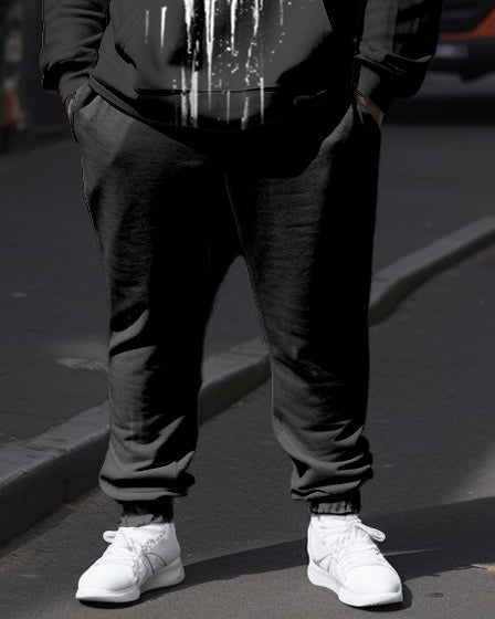 Big & Tall Colorblock Skull Hoodie Sweatpants Set for big men view 3
