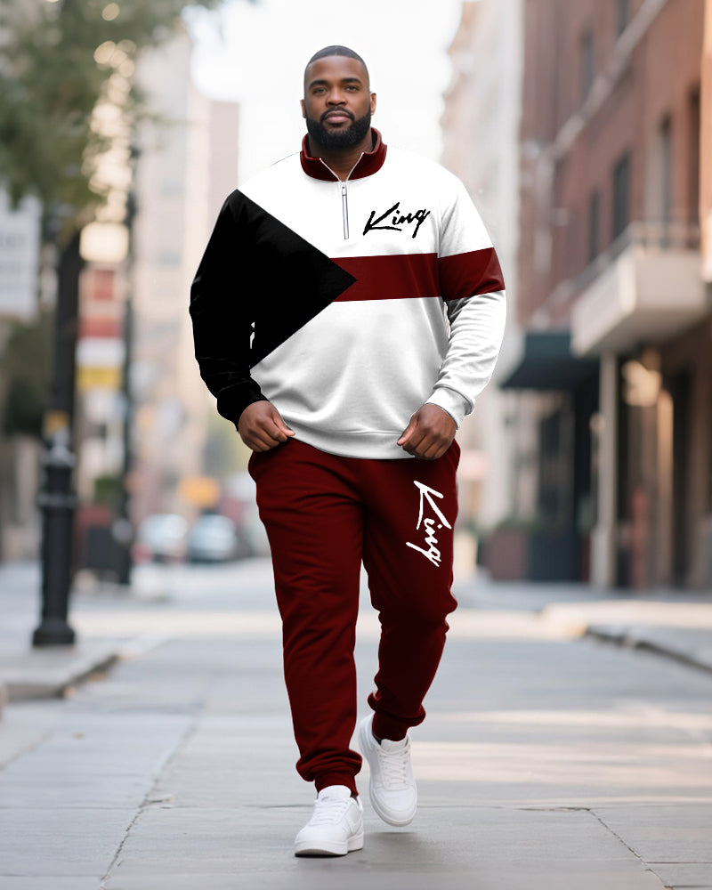 Big & Tall Colorblock Graphic Two-piece Set for big men view 2