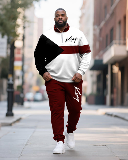 Big & Tall Colorblock Graphic Two-piece Set for big men view 2