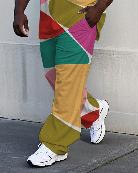 Big & Tall Colorblock Graphic Vest Pants Set for big men view 3