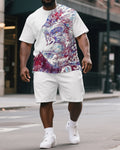 Big & Tall Geometric Graphic T-Shirt Shorts Set for big men view 1