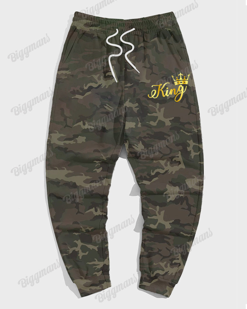 Big & Tall Graphic Camouflage Hoodie Sweatpants Set for big men view 5