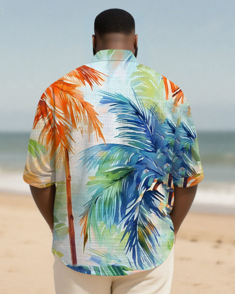 Big & Tall Hawaiian Graphic Long Sleeve Shirt for big men view 2