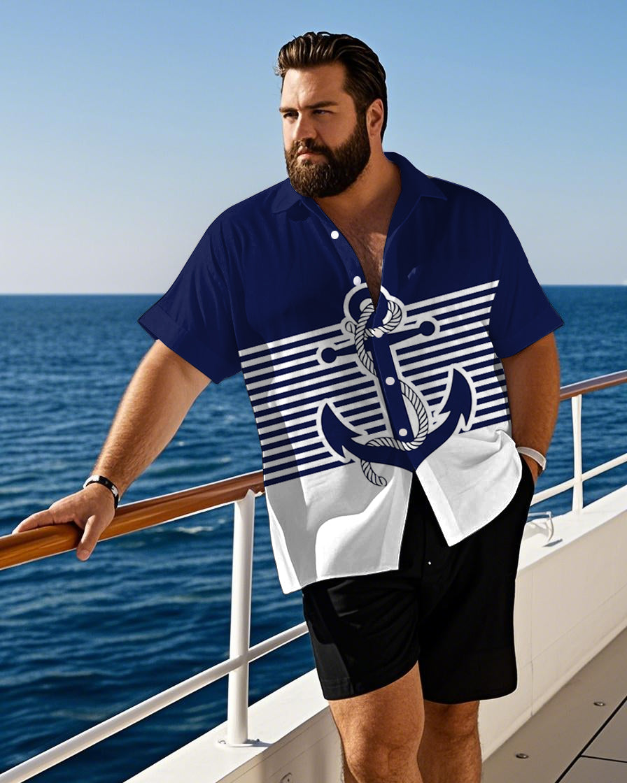 Big & Tall Striped Graphic Short Sleeve Shirt for big men view 1