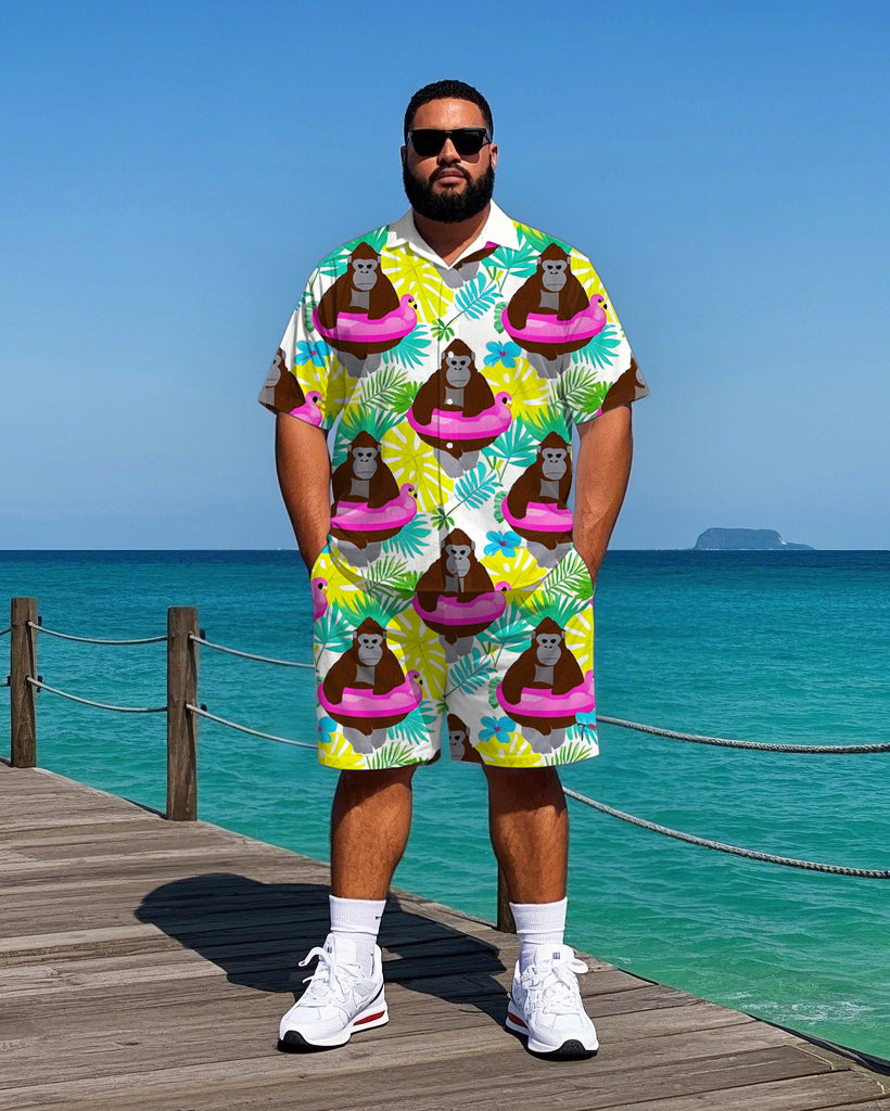 Big & Tall Hawaiian T-Shirt Shorts Set for big men view 1