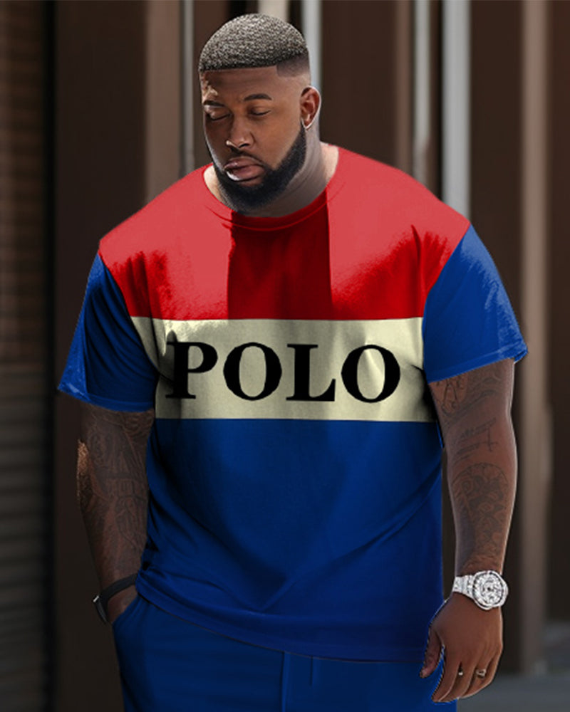 Big & Tall Blue Red Athletic Two-piece Set for big men view 3