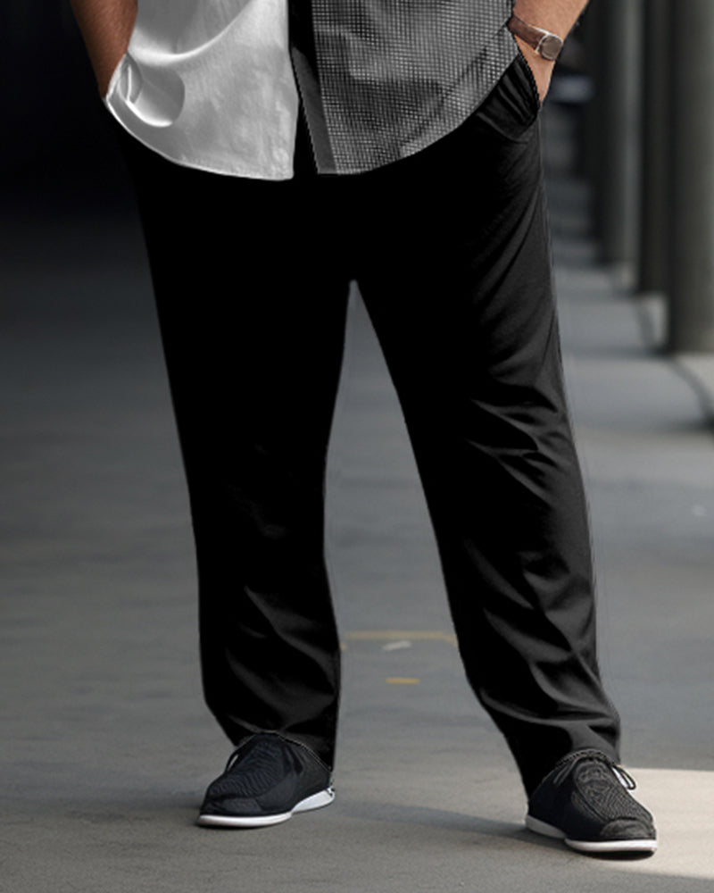 Big & Tall Black Plaid Shirt Pants Set for big men view 3