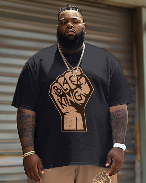 Big & Tall Black Juneteenth T-Shirt Shorts Set for big men view 2