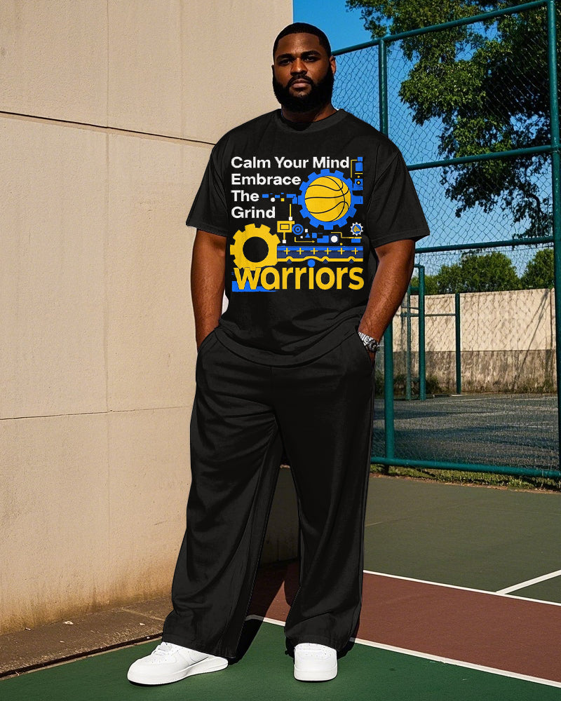 Big & Tall Graphic Streetwear T-Shirt Pants Set for big men view 1