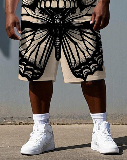Big & Tall Graphic Skull T-Shirt Shorts Set for big men view 3