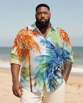 Big & Tall Hawaiian Graphic Long Sleeve Shirt for big men view 1