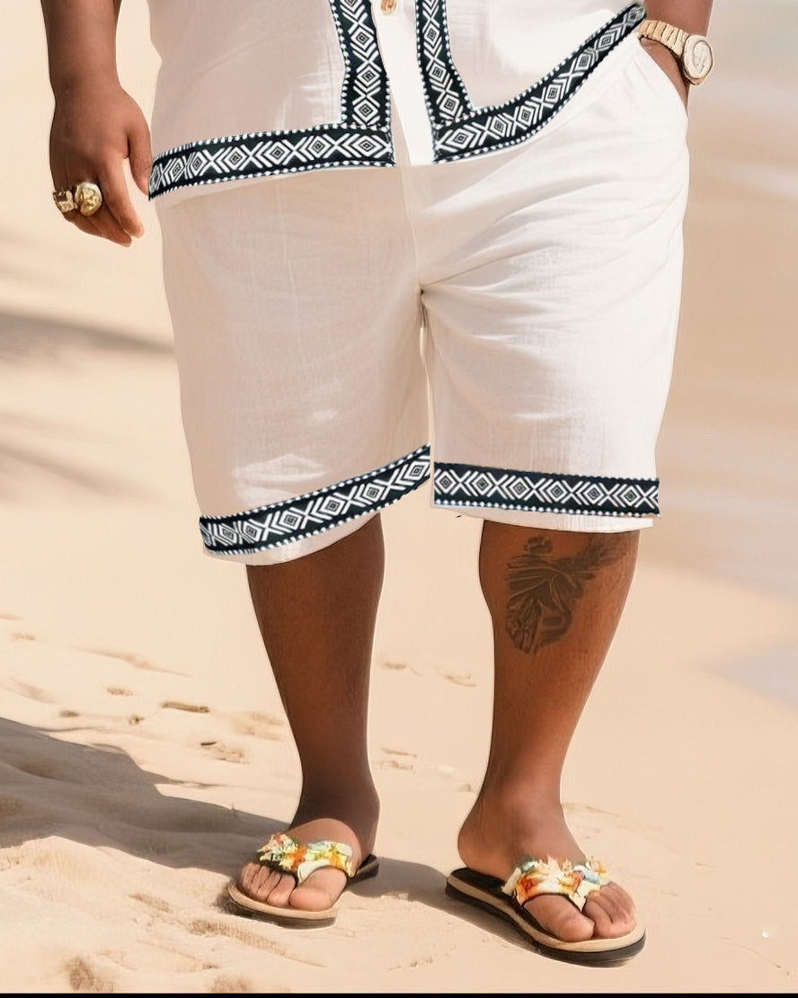 Big & Tall Striped T-Shirt Shorts Set for big men view 3