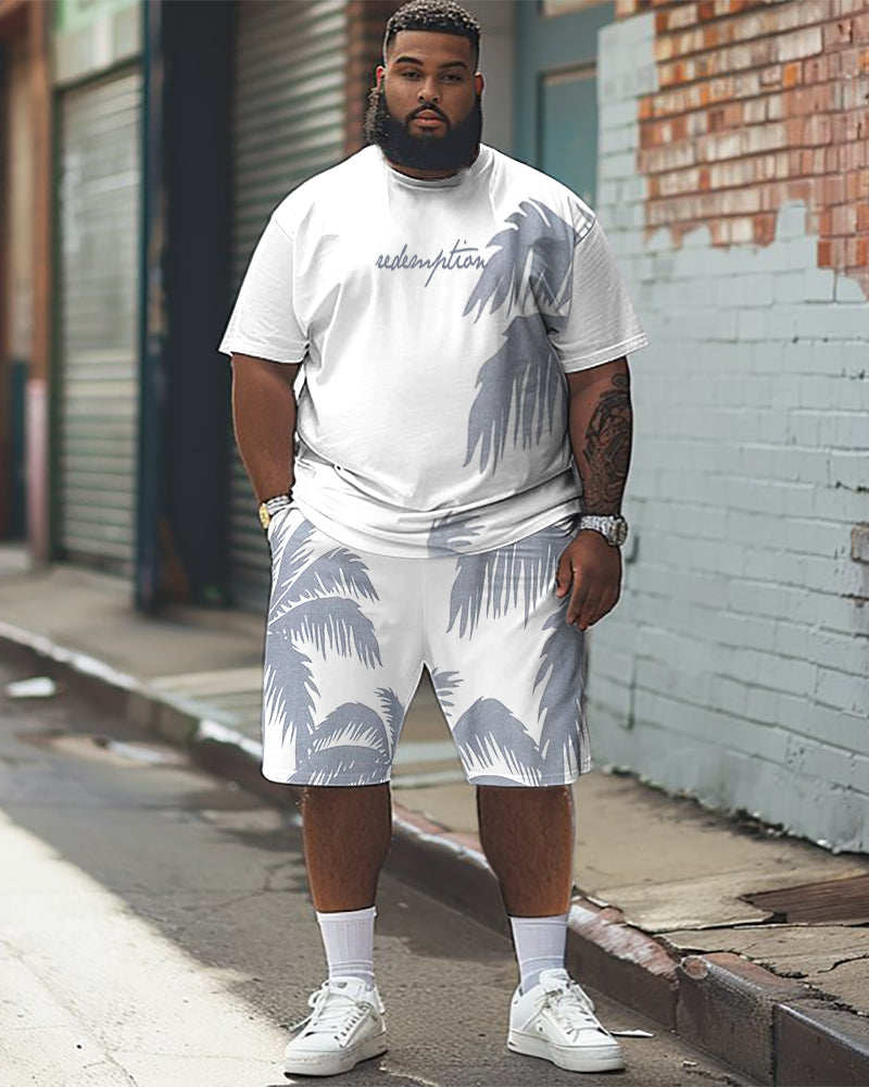 Big & Tall Hawaiian Graphic T-Shirt Shorts Set for big men view 1