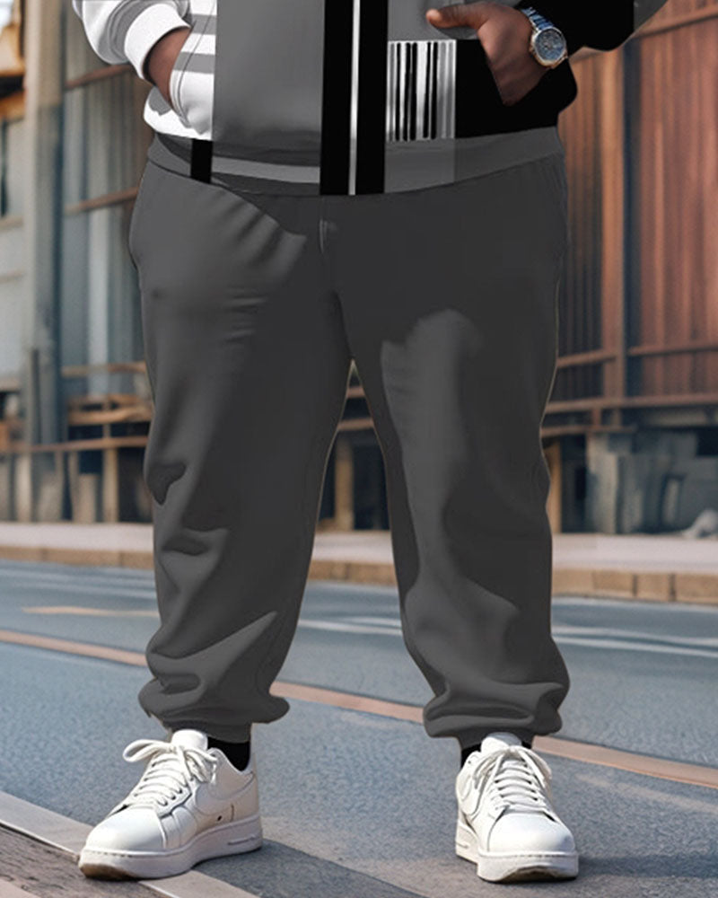 Big & Tall Gray Geometric Hoodie Sweatpants Set for big men view 6